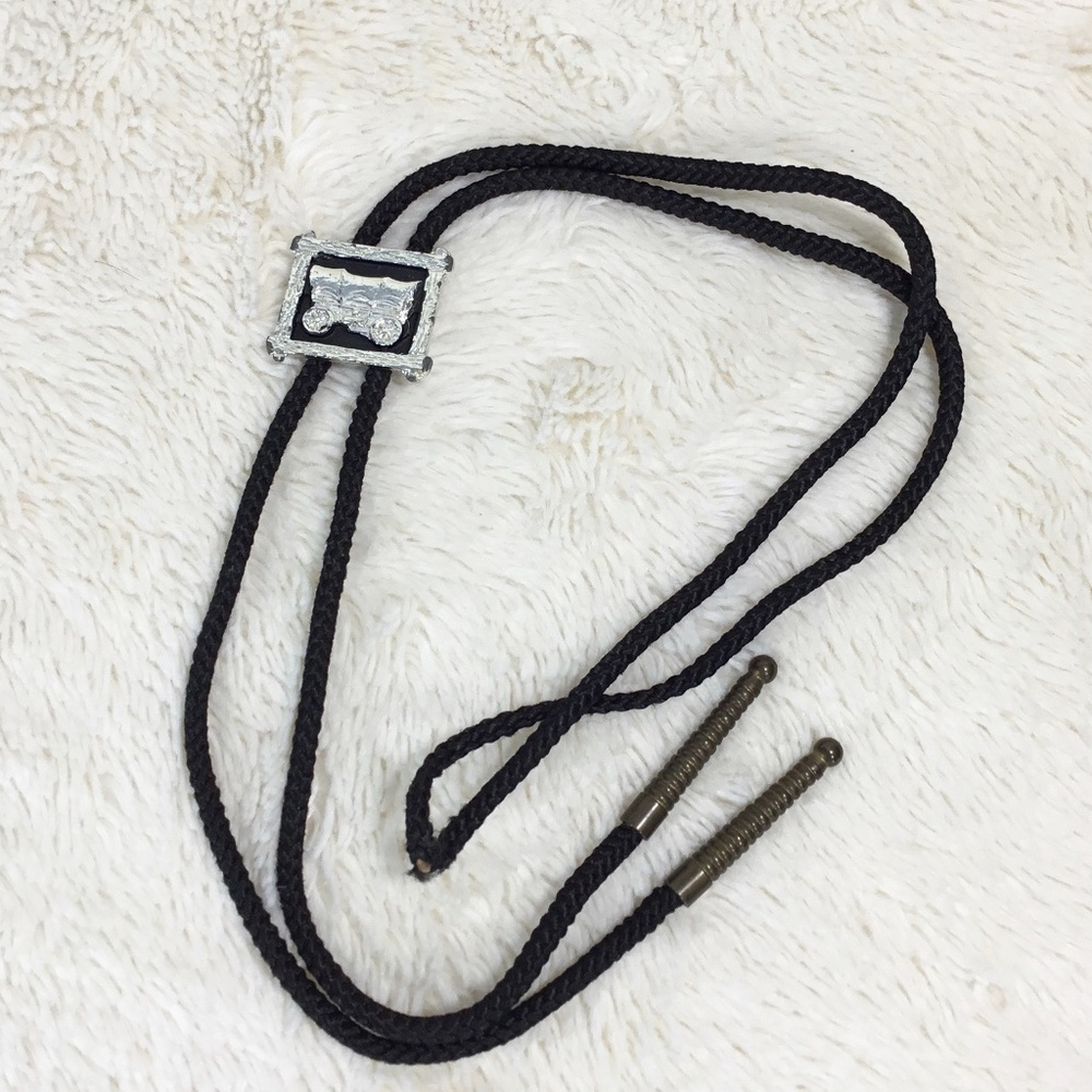Vintage Bolo Tie Covered Wagon Western Jewelry